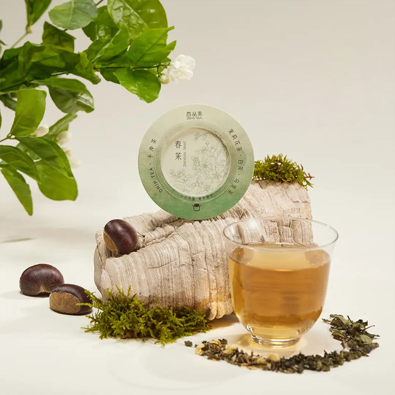 【Flying Saucer Flower Tea】Rose Jasmine Hand-brewed Tea Drop Tea Original Leaves Finely Cut Blended Tea Drink with Free Brewing Cup